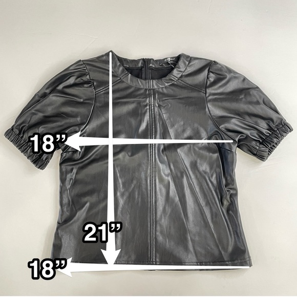 NWT 7 for All Mankind Short Sleeve Faux Leather Top Sz: XS - Picture 14 of 14